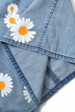 Y2K Denim Halter Cold Shoulder Shirt: Coquette Aesthetic Grunge Style, Cute Pastel Goth Fashion