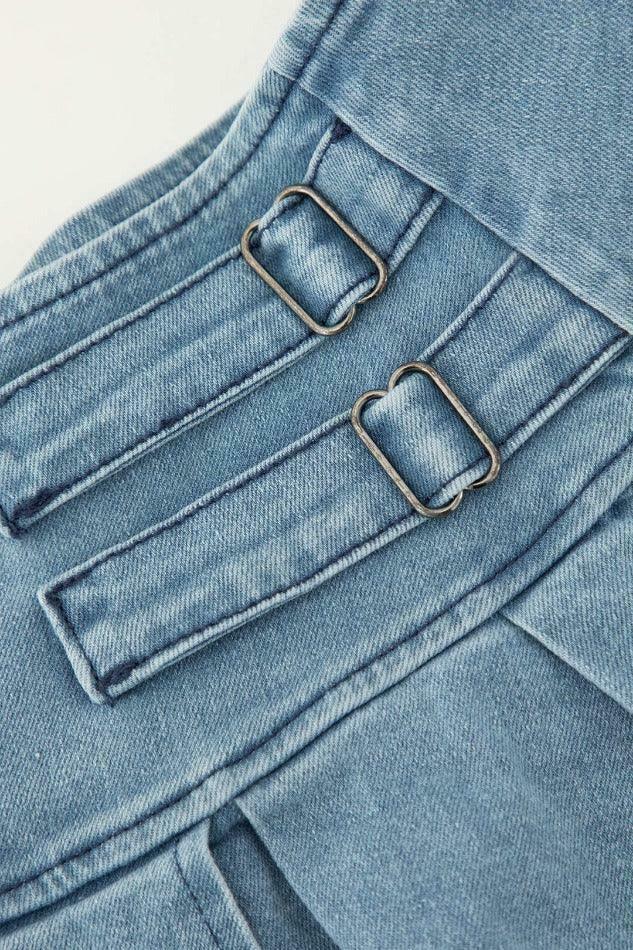 Y2K Denim Strapless Top & Pleated Mini Skirt Set - Coquette Aesthetic Fashion