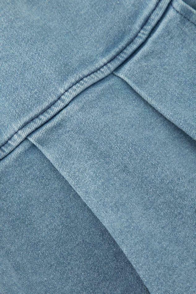 Y2K Denim Strapless Top & Pleated Mini Skirt Set - Coquette Aesthetic Fashion