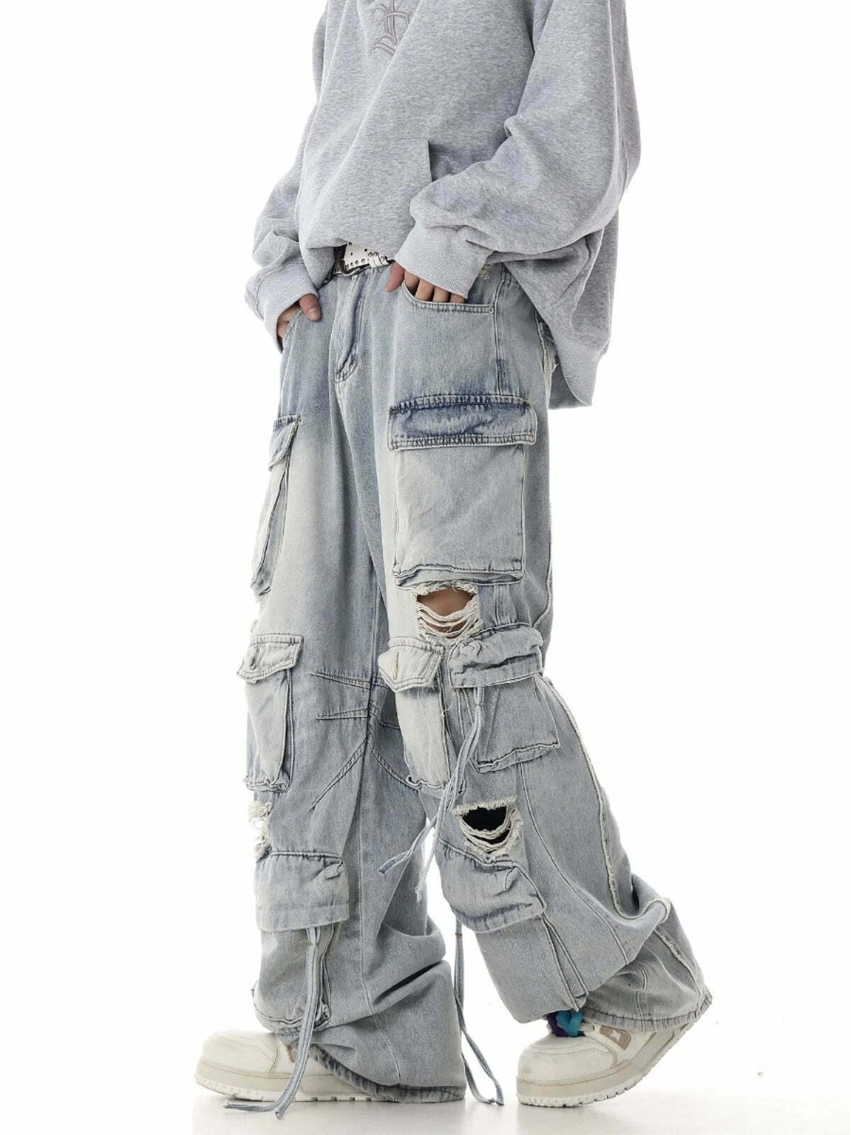 Y2K Destroyed Baggy Cargo Jeans: Ultimate Women's Fashion Statement Y2K Destroyed Baggy Cargo Jeans: Ultimate Women's Fashion Statement