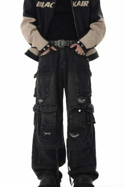 Y2K Destroyed Baggy Cargo Jeans: Ultimate Women's Fashion Statement