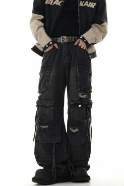 Y2K Destroyed Baggy Cargo Jeans: Ultimate Women's Fashion Statement