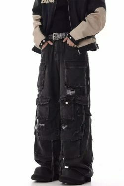 Y2K Destroyed Baggy Cargo Jeans: Ultimate Women's Fashion Statement