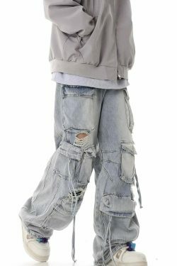 Y2K Destroyed Baggy Cargo Jeans: Ultimate Women's Fashion Statement