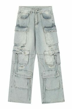 Y2K Destroyed Baggy Cargo Jeans: Ultimate Women's Fashion Statement