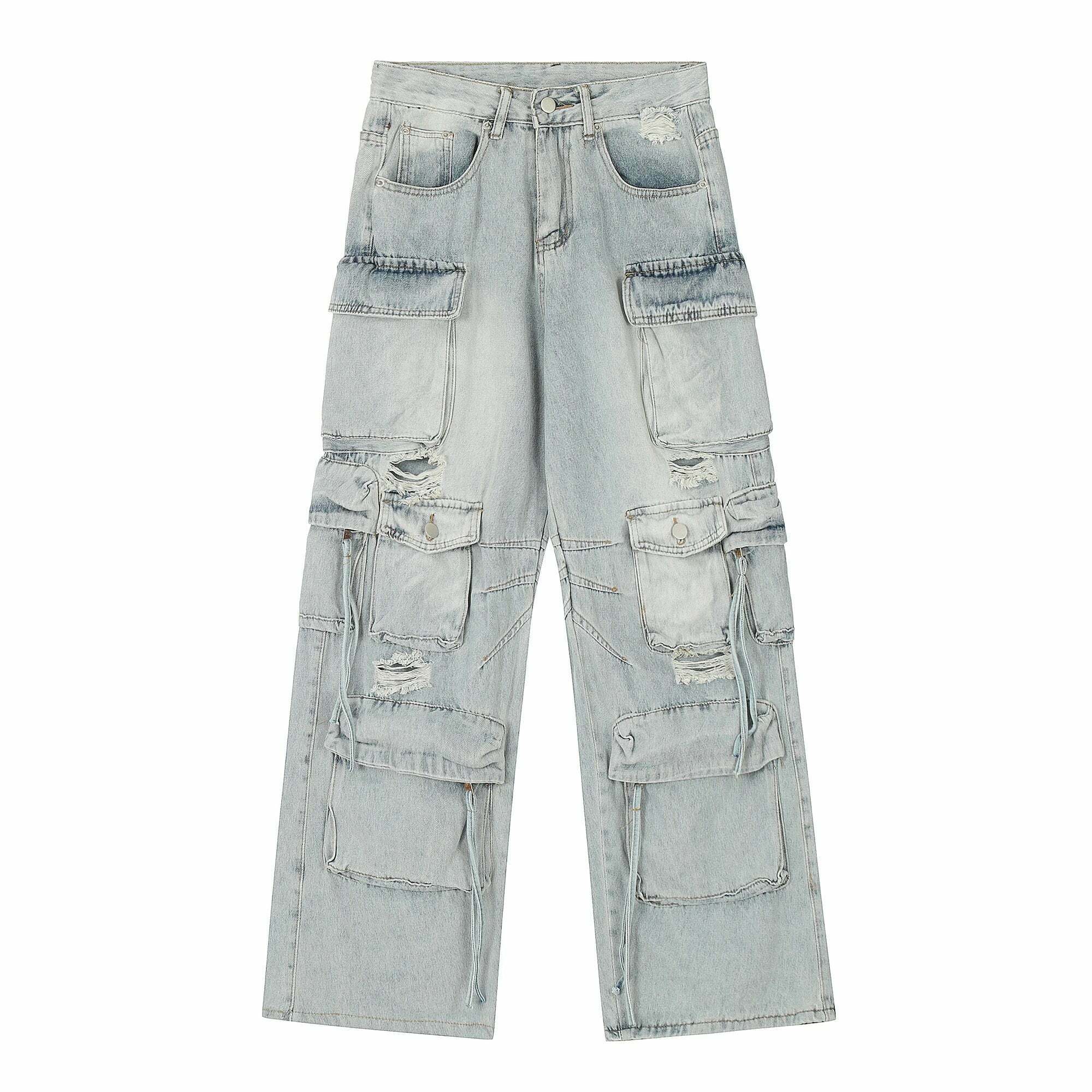 Y2K Destroyed Baggy Cargo Jeans: Ultimate Women's Fashion Statement Y2K Destroyed Baggy Cargo Jeans: Ultimate Women's Fashion Statement