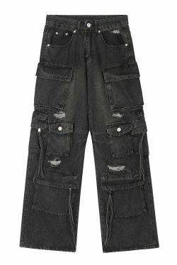 Y2K Destroyed Baggy Cargo Jeans: Ultimate Women's Fashion Statement