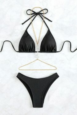 Y2K Diamond Beach Bikini: Sexy Halter Style for Niche Women Fashion