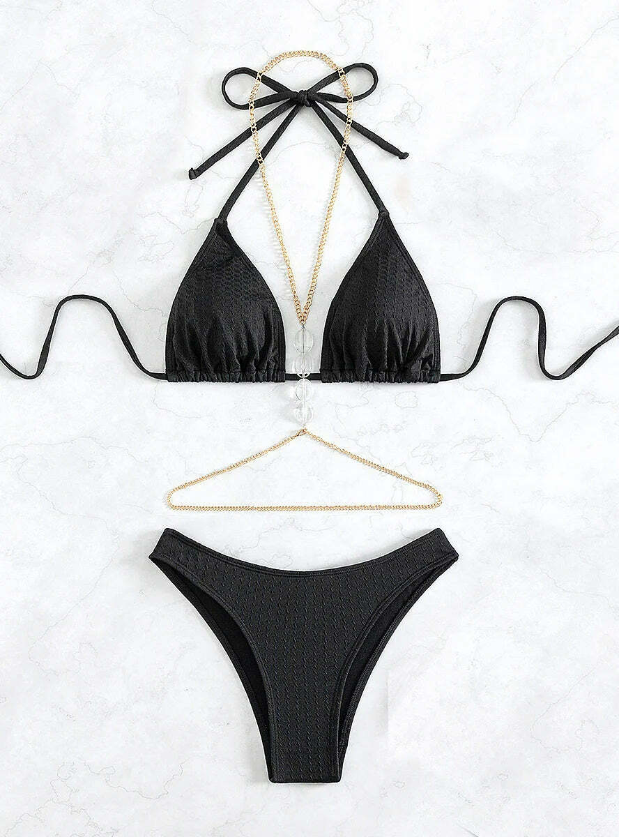 Y2K Diamond Beach Bikini: Sexy Halter Style for Niche Women Fashion Y2K Diamond Beach Bikini: Sexy Halter Style for Niche Women Fashion