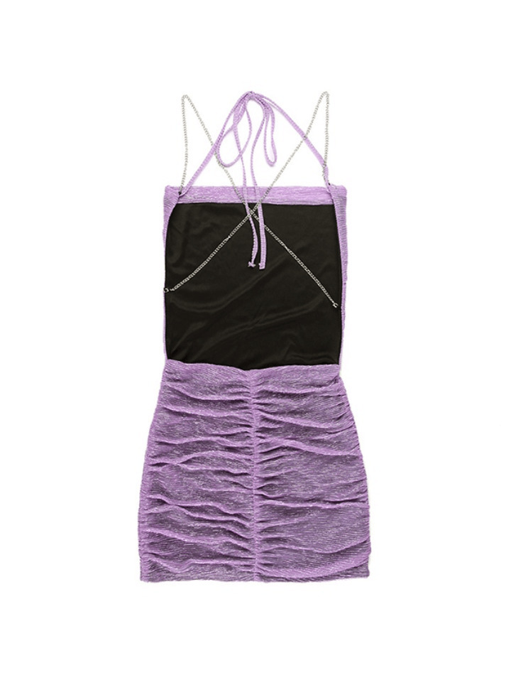 Y2K Diamond Chain Halter Backless Mini Dress - Coquette Aesthetic Grunge Style Women's Fashion Y2K Diamond Chain Halter Backless Mini Dress - Coquette Aesthetic Grunge Style Women's Fashion