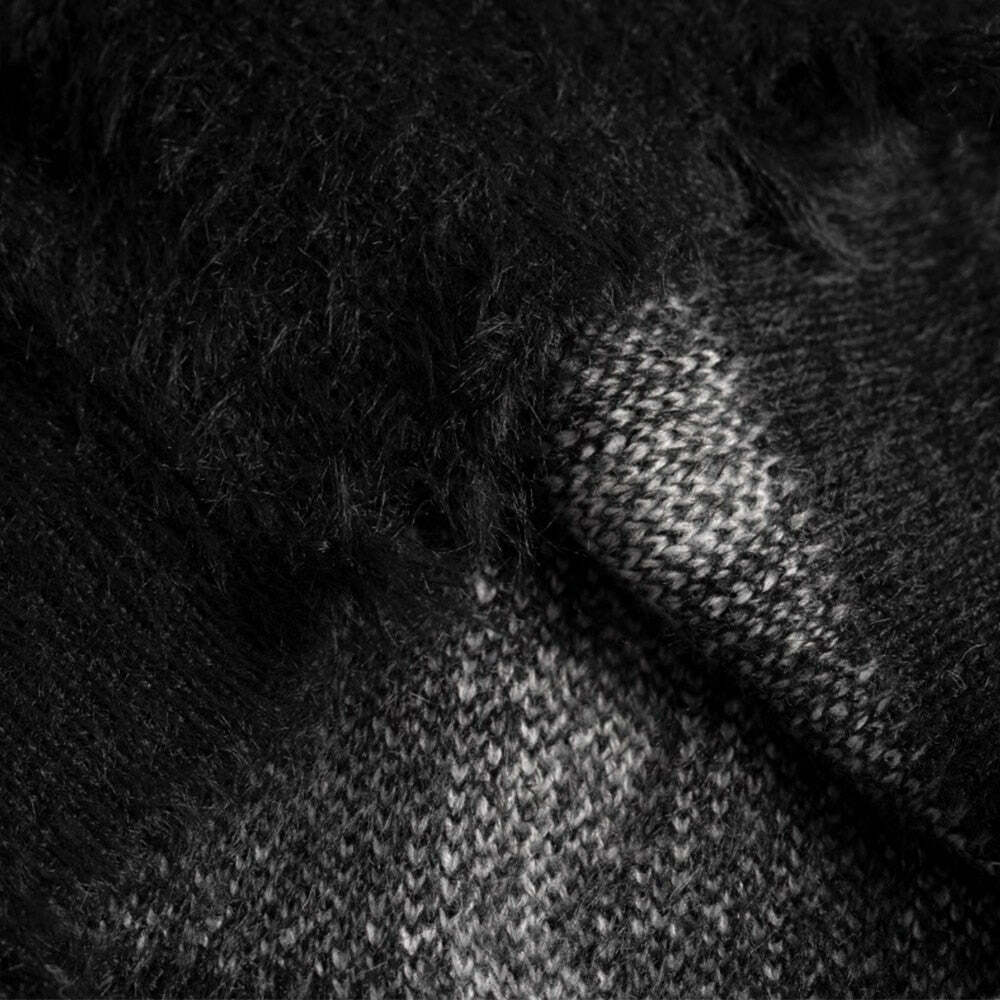 Y2K Distressed Lace-Up Mohair Sweater: Coquette Aesthetic with Grunge Style & Pastel Goth Vibe Y2K Distressed Lace-Up Mohair Sweater: Coquette Aesthetic with Grunge Style & Pastel Goth Vibe