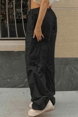 Y2K Drawstring Cargo Pants: Baggy Style for Women's Fashion Aesthetics
