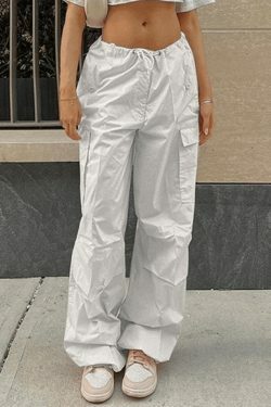Y2K Drawstring Cargo Pants: Baggy Style for Women's Fashion Aesthetics