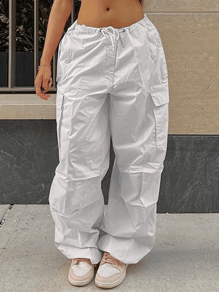 Y2K Drawstring Cargo Pants: Baggy Style for Women's Fashion Aesthetics