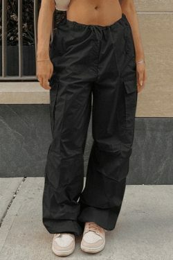 Y2K Drawstring Cargo Pants: Baggy Style for Women's Fashion Aesthetics