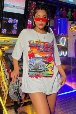 Y2K DreamCar Graphic Tee - Coquette Aesthetic Grunge Style Shirt for Women