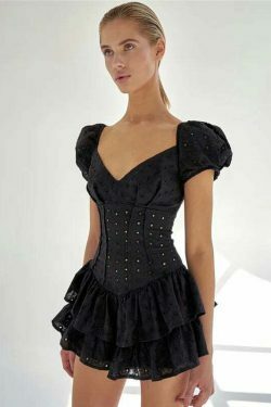 Y2K Elegance Corset Dress: Coquette Aesthetic with a Touch of Grunge Style