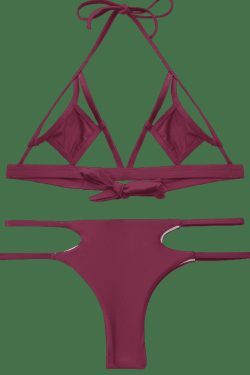 Y2K Fashion Bralette Cut Out Bikini - Coquette Aesthetic Grunge Style Cute Tops & Cargo Skirt