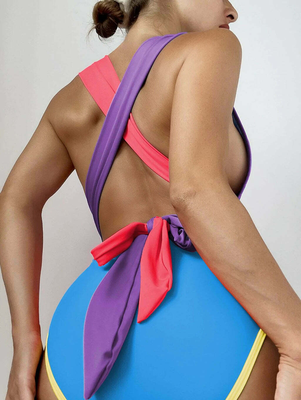 Y2K Fashion Color-Matching Lace-Up Backless One-Piece Swimsuit - Niche Women's Coquette Aesthetic Y2K Fashion Color-Matching Lace-Up Backless One-Piece Swimsuit - Niche Women's Coquette Aesthetic