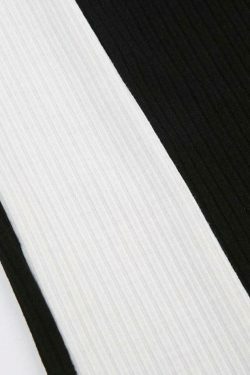 Y2K Fashion Contrast Color Splice Zipper Collar Neck Long Sleeve Knit Sweater