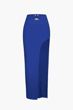 Y2K Fashion Contrast Tube Top & Slit Skirt Set - Coquette Aesthetic Grunge Style