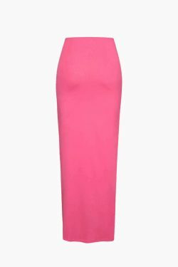 Y2K Fashion Contrast Tube Top & Slit Skirt Set - Coquette Aesthetic Grunge Style