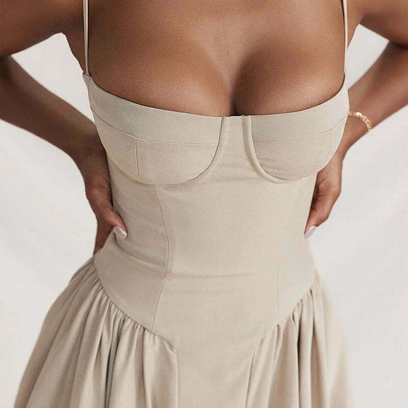 Y2K Fashion Coquette Aesthetic Backless Pleated Dress for Women - Grunge Style Slim Mid-Length Y2K Fashion Coquette Aesthetic Backless Pleated Dress for Women - Grunge Style Slim Mid-Length