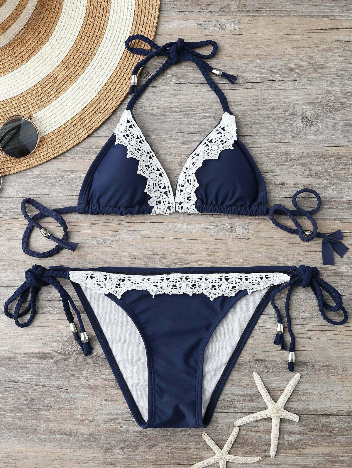 Y2K Fashion Coquette Aesthetic Cargo Skirt & Braided Lace String Bikini