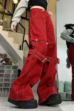 Y2K Fashion Coquette Aesthetic Cargo Skirt with Top-Stitching & Removable Wide Leg Pants