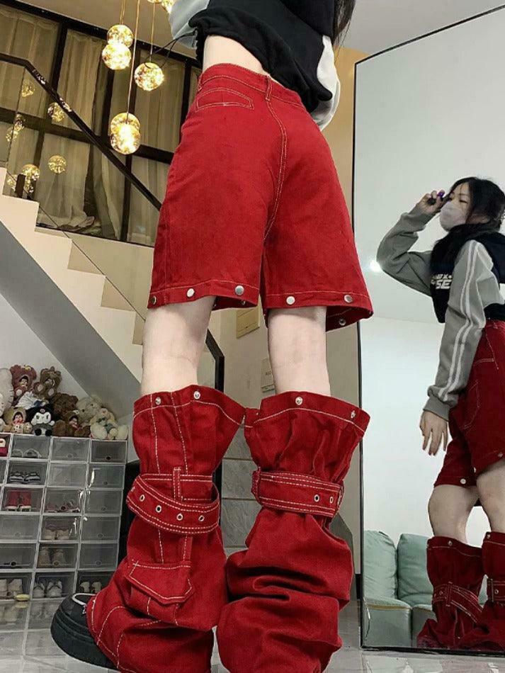 Y2K Fashion Coquette Aesthetic Cargo Skirt with Top-Stitching & Removable Wide Leg Pants