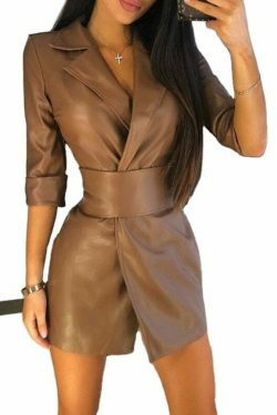 Y2K Fashion Coquette Aesthetic Grunge Style Leather Jacket Dress