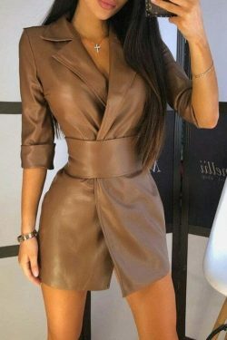 Y2K Fashion Coquette Aesthetic Grunge Style Leather Jacket Dress