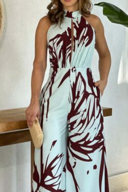 Y2K Fashion Coquette Aesthetic Halter Jumpsuit with Wide Leg Pants