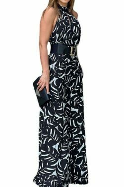 Y2K Fashion Coquette Aesthetic Halter Jumpsuit with Wide Leg Pants