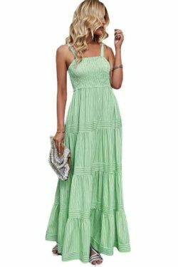 Y2K Fashion Coquette Aesthetic Maxi Dress with Waist Striped Detail