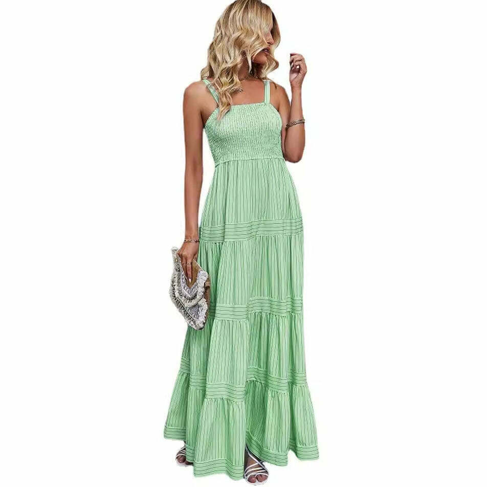 Y2K Fashion Coquette Aesthetic Maxi Dress with Waist Striped Detail Y2K Fashion Coquette Aesthetic Maxi Dress with Waist Striped Detail