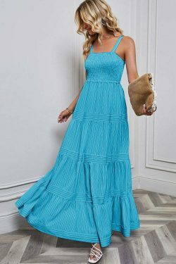 Y2K Fashion Coquette Aesthetic Maxi Dress with Waist Striped Detail