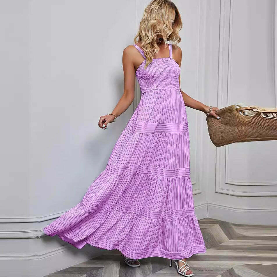 Y2K Fashion Coquette Aesthetic Maxi Dress with Waist Striped Detail Y2K Fashion Coquette Aesthetic Maxi Dress with Waist Striped Detail