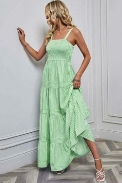 Y2K Fashion Coquette Aesthetic Maxi Dress with Waist Striped Detail