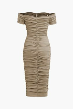 Y2K Fashion Coquette Aesthetic Off-Shoulder Bodycon Midi Dress