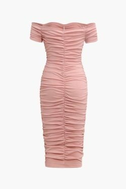 Y2K Fashion Coquette Aesthetic Off-Shoulder Bodycon Midi Dress