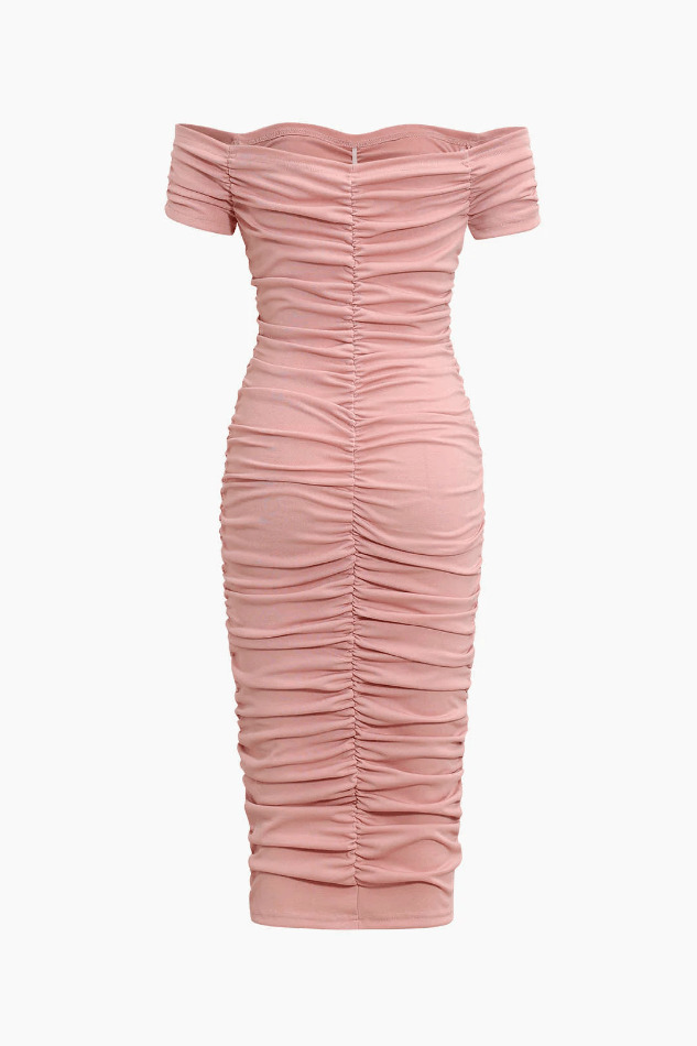 Y2K Fashion Coquette Aesthetic Off-Shoulder Bodycon Midi Dress Y2K Fashion Coquette Aesthetic Off-Shoulder Bodycon Midi Dress