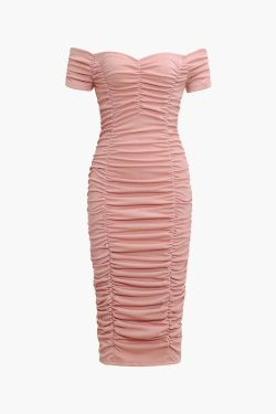 Y2K Fashion Coquette Aesthetic Off-Shoulder Bodycon Midi Dress