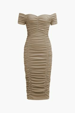 Y2K Fashion Coquette Aesthetic Off-Shoulder Bodycon Midi Dress