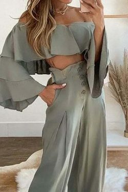 Y2K Fashion Coquette Aesthetic One Shoulder Loose Pants Suit