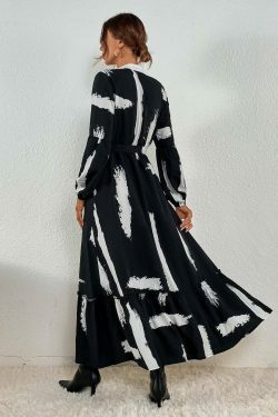 Y2K Fashion Coquette Aesthetic Ruffle Hem Belted Casual Dress