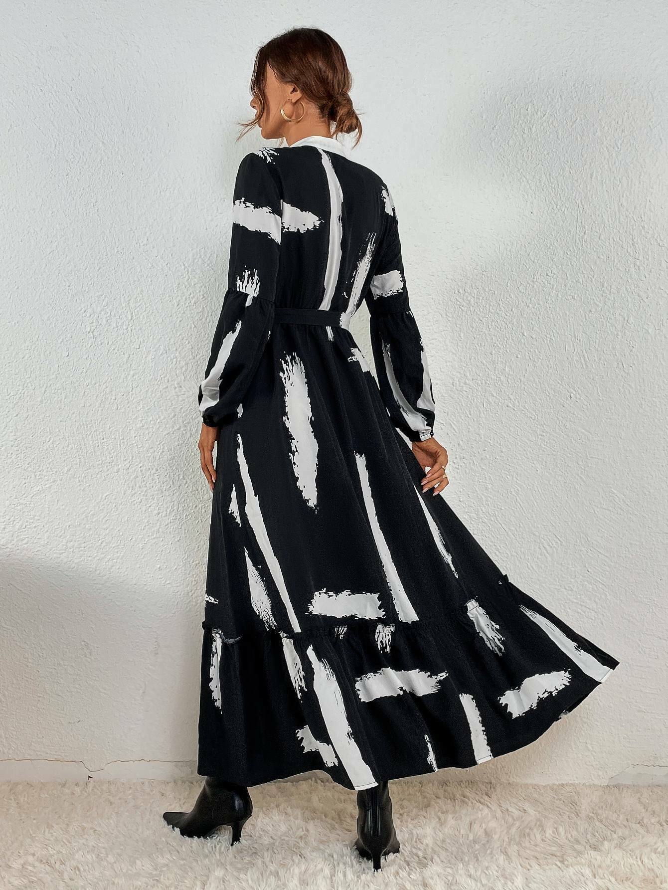 Y2K Fashion Coquette Aesthetic Ruffle Hem Belted Casual Dress Y2K Fashion Coquette Aesthetic Ruffle Hem Belted Casual Dress