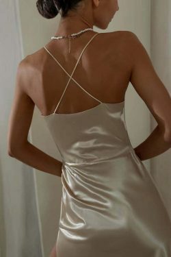 Y2K Fashion Coquette Aesthetic Suspender Backless Slit Dress