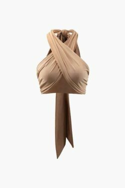 Y2K Fashion Crossover Halter Neck Cami Top - Coquette Aesthetic Grunge Style