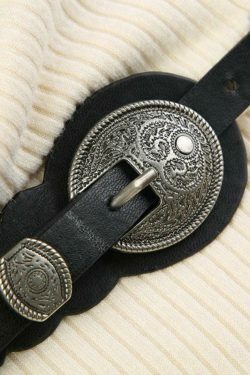 Y2K Fashion Crossover Off Shoulder Belted Knit Sweater